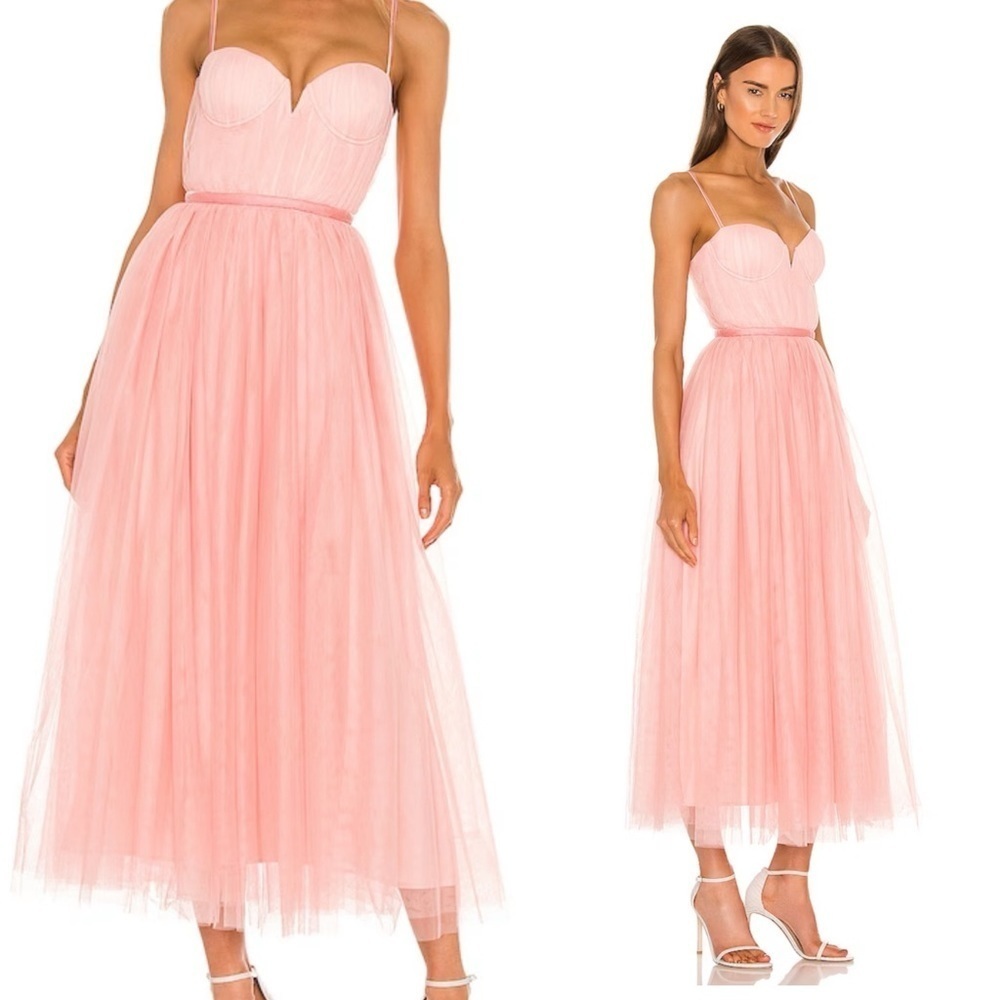 Sau Lee Revolve Selina Tulle Bustier Midi Ballerina Dress in Pink & Blush size 6
